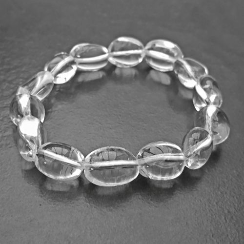 Clear Quartz Crystal (Sphatik) Tumble Stretchable Bracelet 