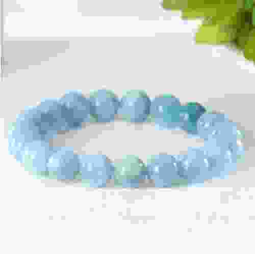 Aquamarine Beads Stretchable Bracelet 