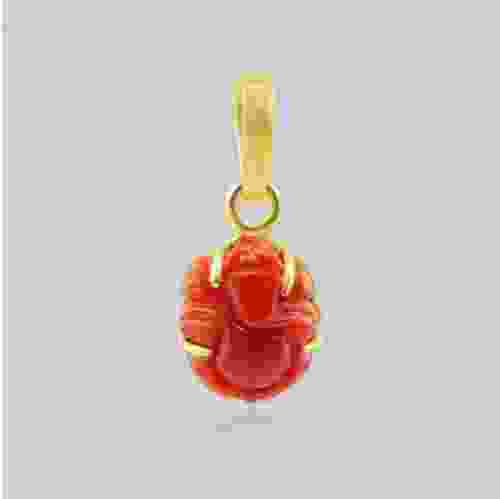 Red Coral (Moonga) Ganesha Gold Pendant