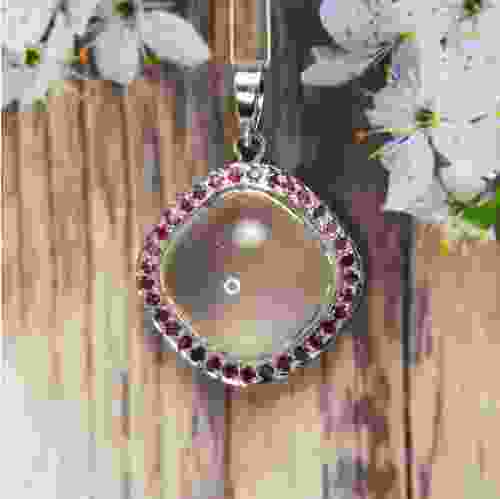 Rose Quartz & Ruby Silver Pendant