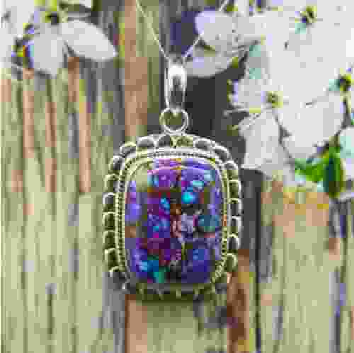 Natural Gemstone Pendant in Sterling Silver 