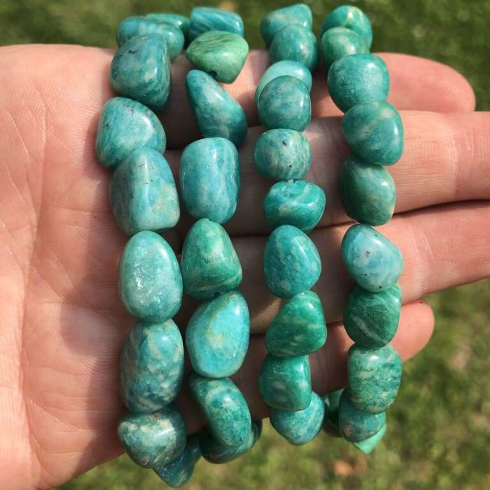Natural Amazonite Tumbled Beads Stretchable Bracelet 