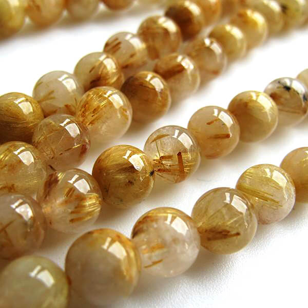 Golden Rutilated Quartz AAA Quality Beads String - 14 Inch
