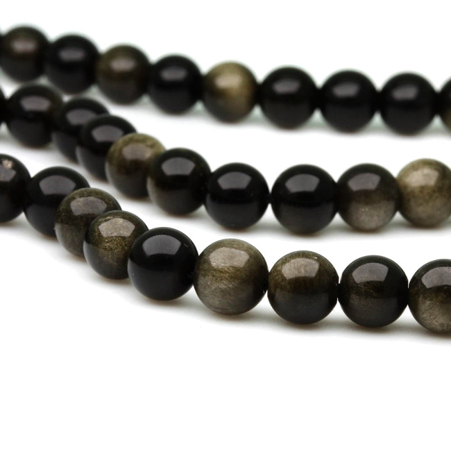 Black Obsidian Beads String