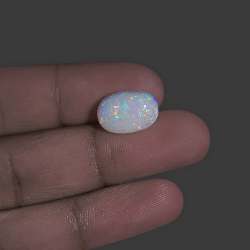 White Opal With Fire - 4.38 Carat