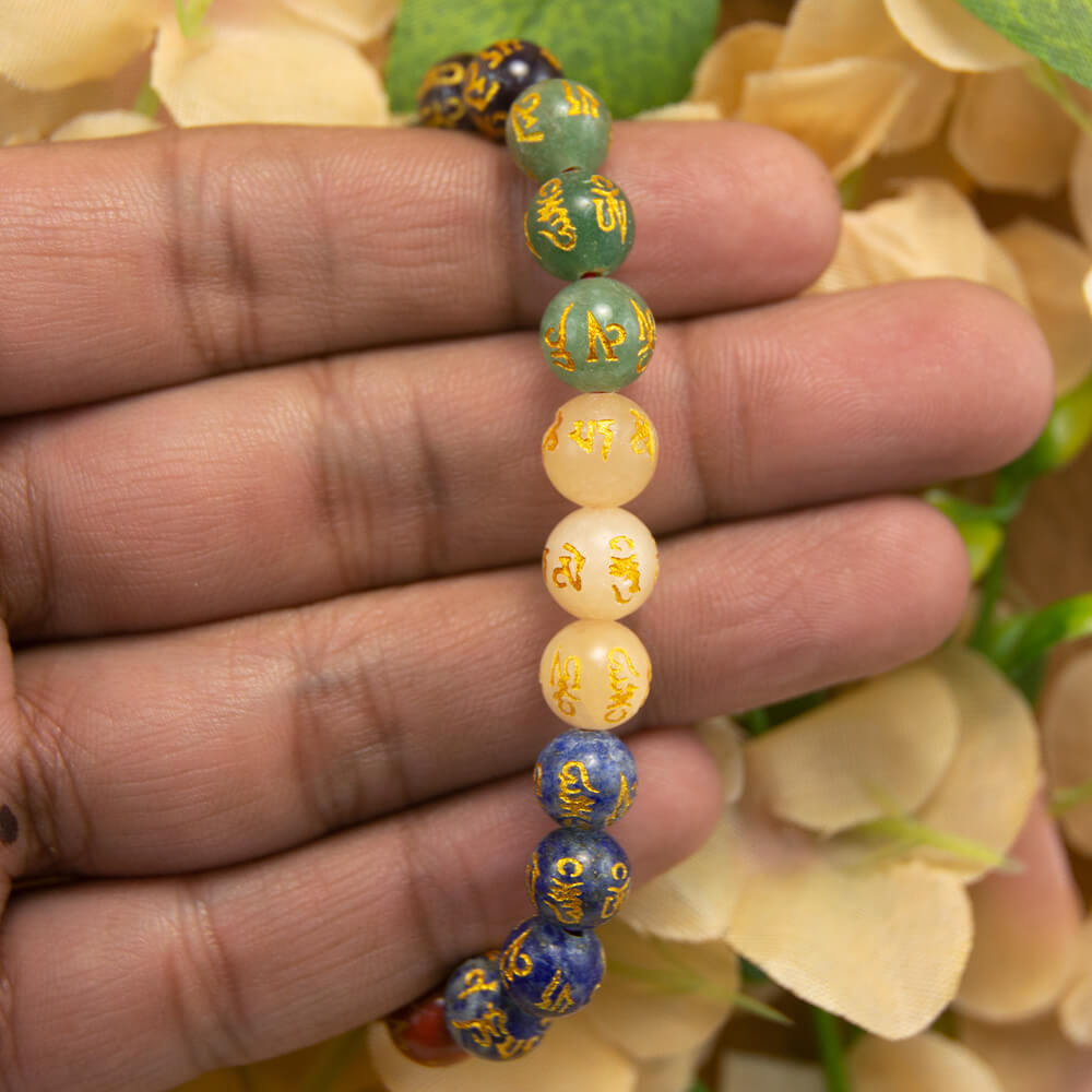 Chakra Beads with Buddhist Mantra Bracelet